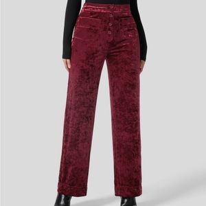 HALARA High Waisted Button Multiple Pockets Straight Leg Velvet Casual Pants
